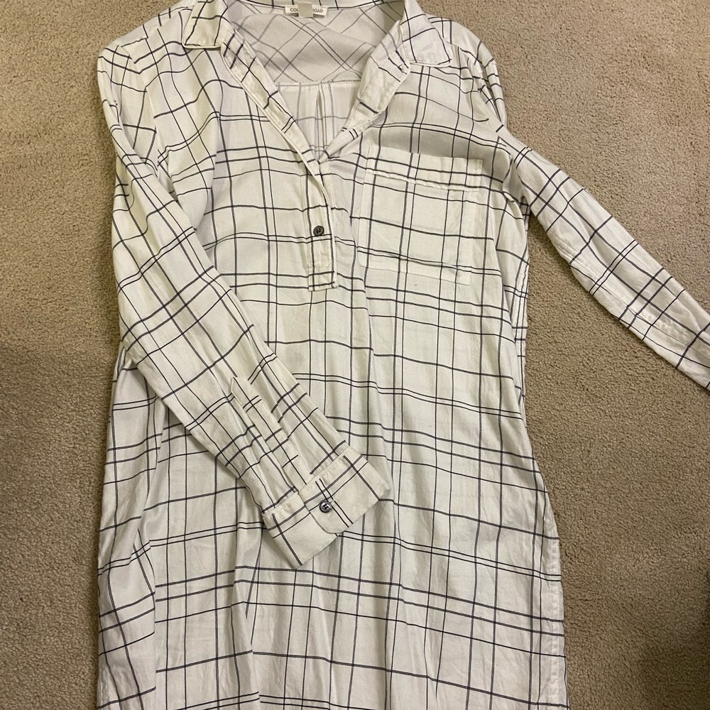Plaid midi dress with 3 quarter button